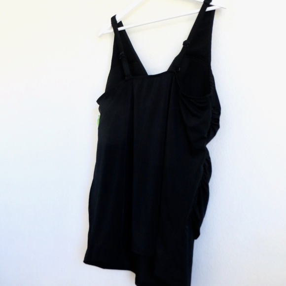 NEW! Cacique Swim Tankini Gold Ring Built in Bra Black SZ 18 - Picture 8 of 11